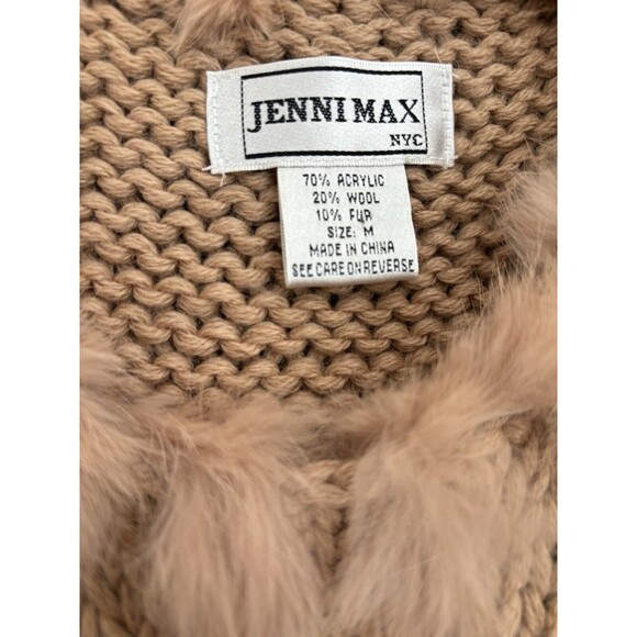 Jenni Max NYC Women’s Sleeveless Beige Knit Fur Sweater Size Medium - Picture 2 of 5